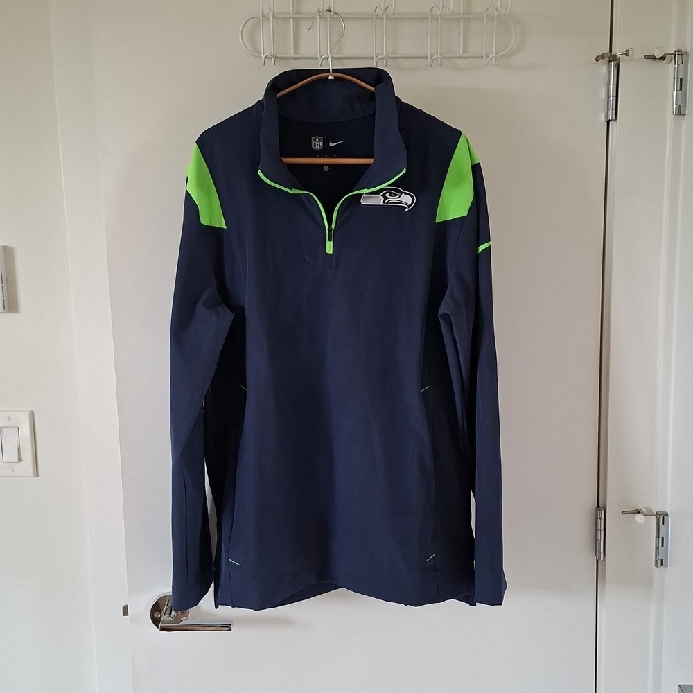 Seattle Seahawks x Nike Men's Navy & Green Quarter-zip Nylon Jacket (Size M) - Picture 3 of 11